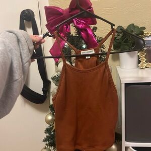 Earthbound trading co. Burnt Orange Halter style tank top.